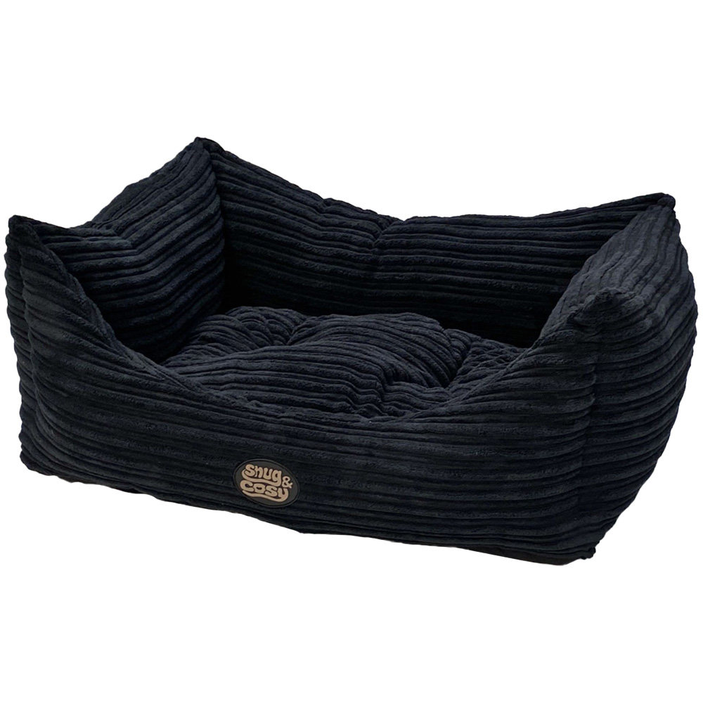 Snug & Cosy San Remo XL Rectangle Black Chunky Cord Dog Bed Image 1