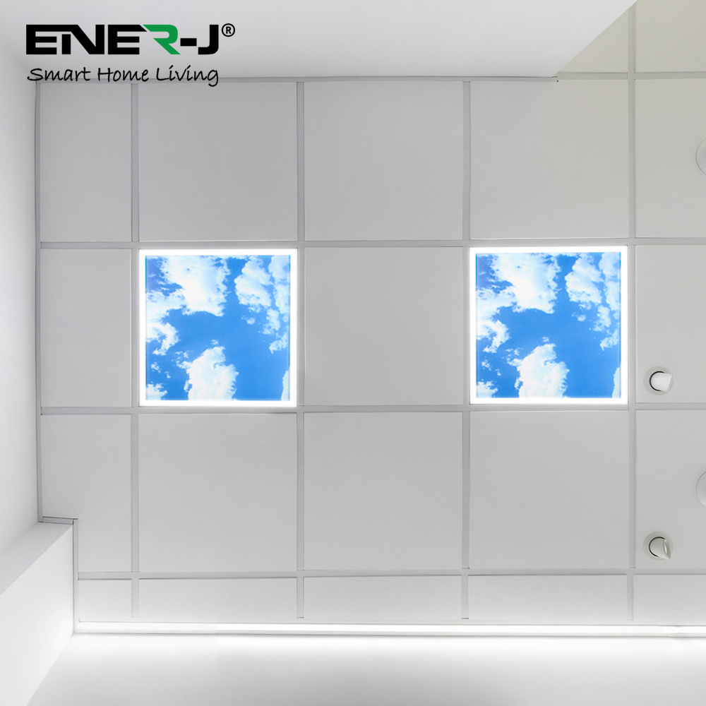 ENER-J Sky Cloud 2D with Frame LED Backlit Ceiling Panel 2 Pack Image 2