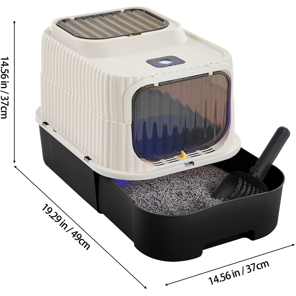 H&O Direct Large Black Foldable Cat Litter Box with UV Light Image 6