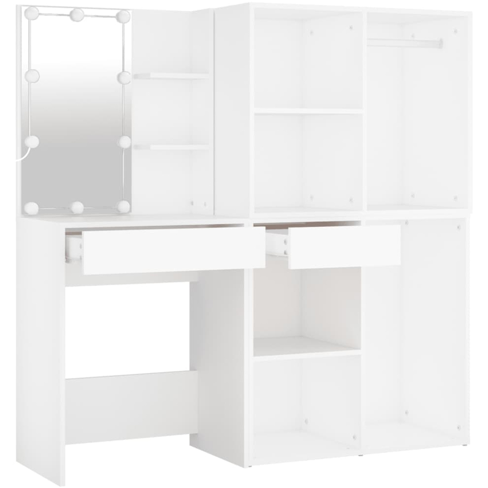 vidaXL White Single Drawer Dressing Table with LED Mirror and 2 Cabinets Image 6