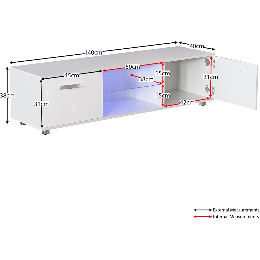 Vida Designs Cosmo 2 Door White TV Unit with LED Image 9