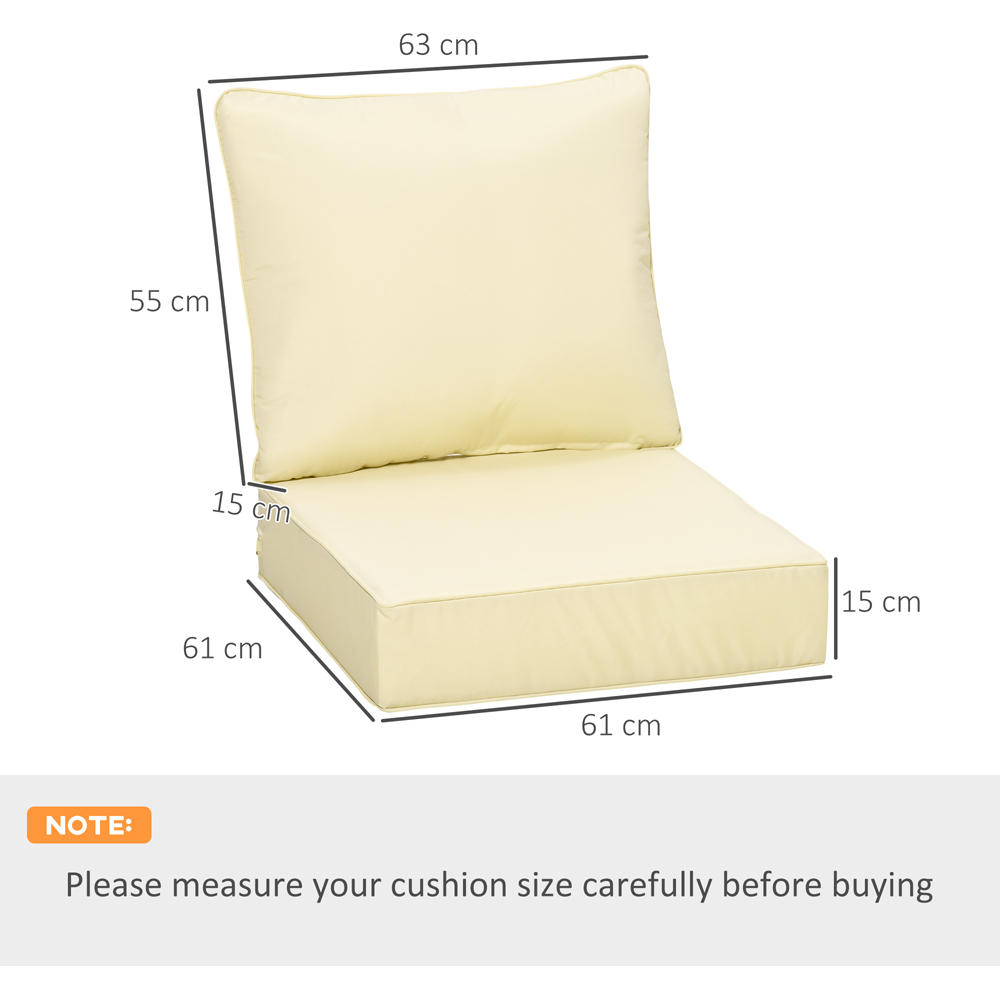 Outsunny Cream Seat and Back Garden Chair Cushion Set Image 7
