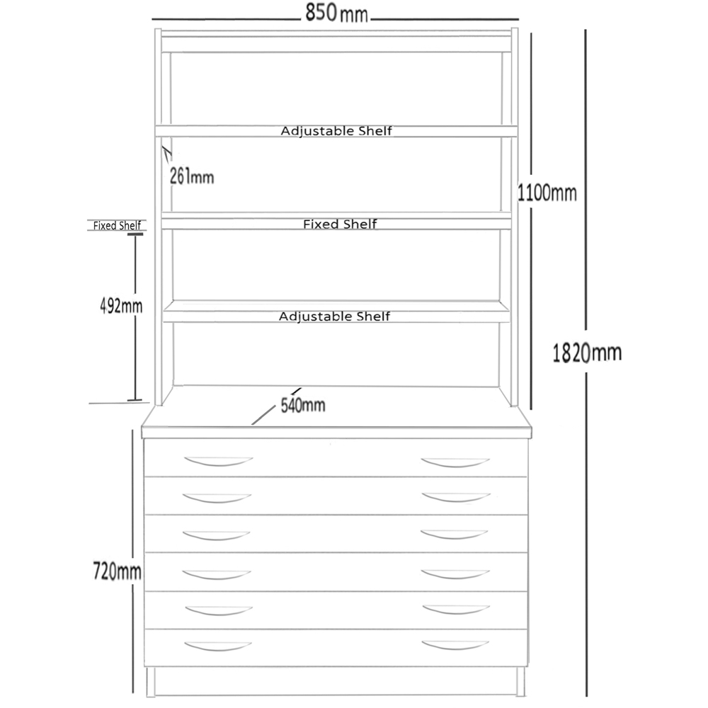 R White Cabinets 6 Drawer 6 Shelf Grey A2 Plan Chest of Drawers with Hutch Image 5