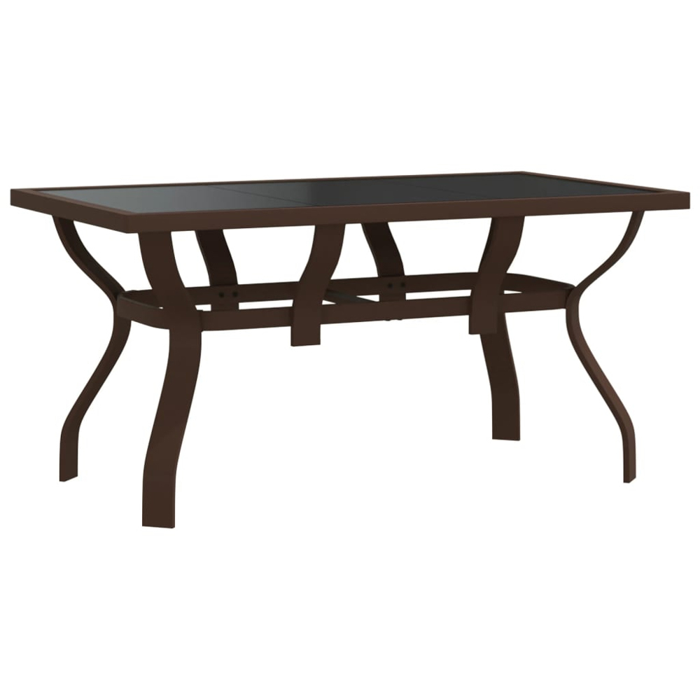 vidaXL 4 Seater Metal Rectangular Garden Dining Table Brown and Black Image 2