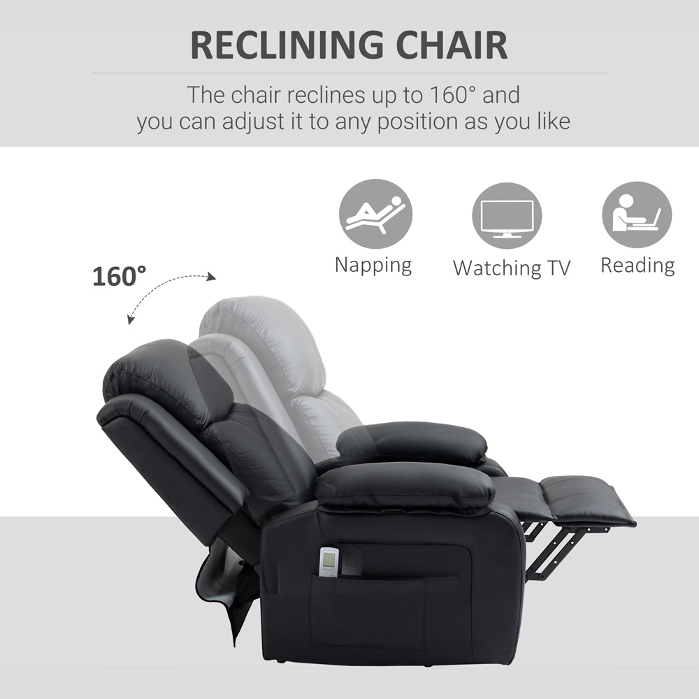Portland Black Power Lift Massage Reclining Chair with Remote Image 5