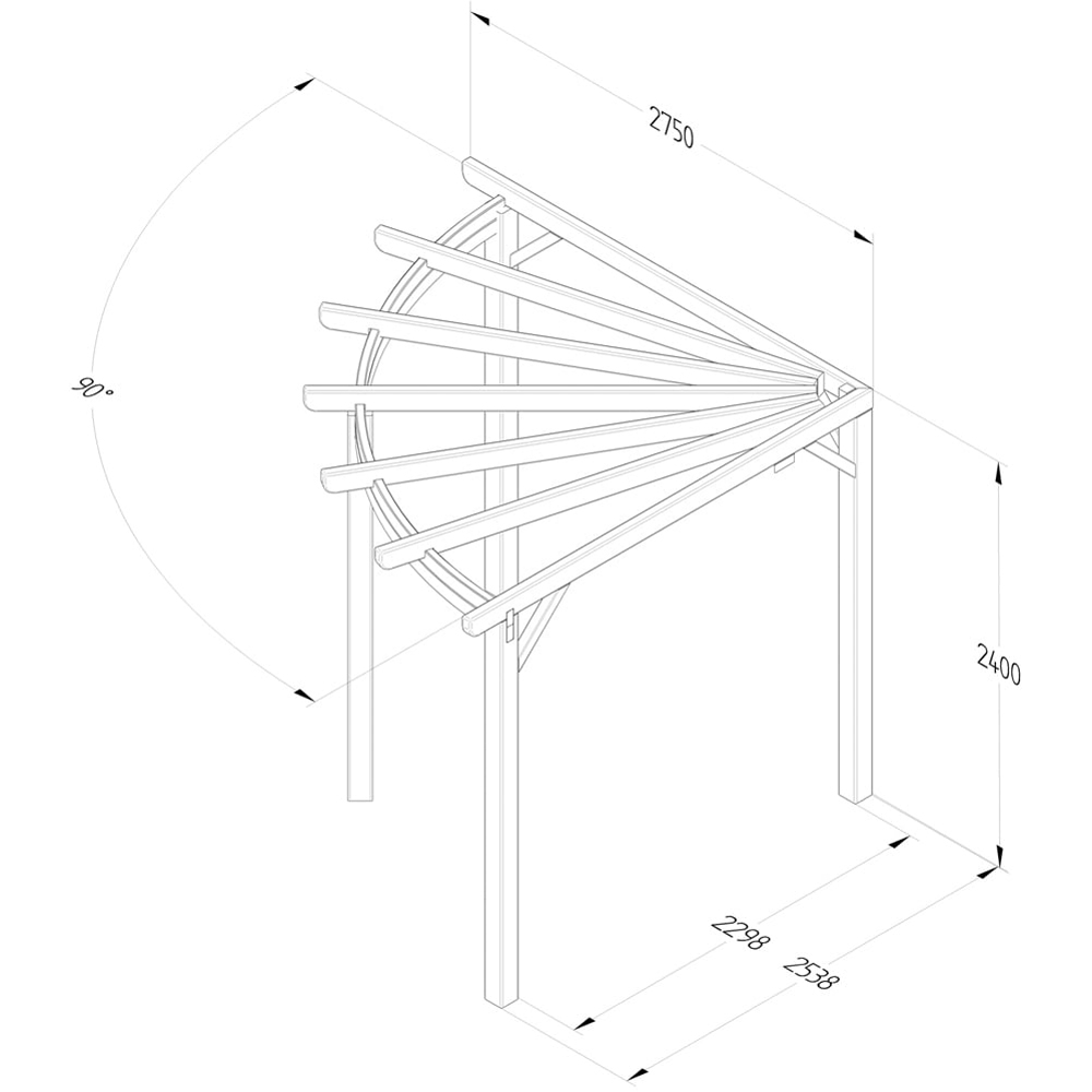 Forest Garden 2.5 x 2.4m Timber Premium Radial Pergola Image 7