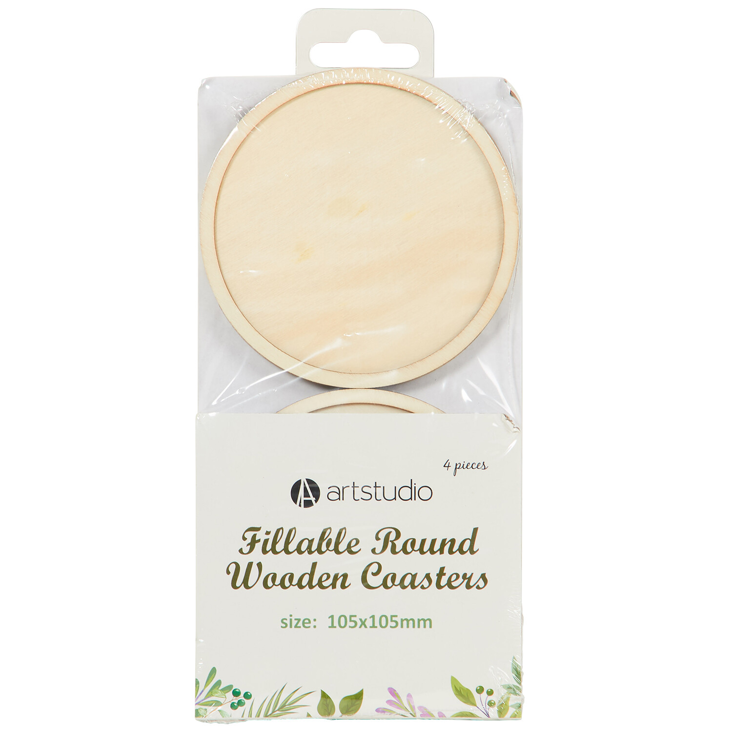 Fillable Round or Square Wooden Coasters - Brown Image 1