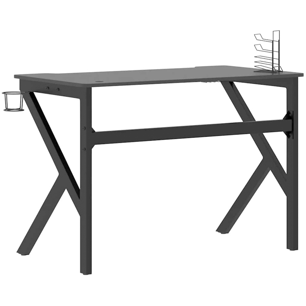 vidaXL K-Shaped Leg Gaming Desk with Headphone Holder Black 110cm Image 4