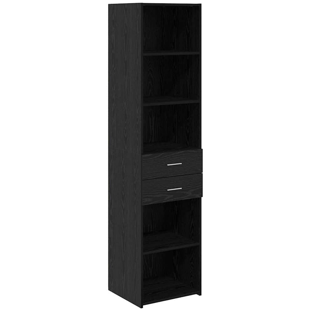 vidaXL 2 Drawer 5 Open Shelf Black Oak Slim Highboard Image 2