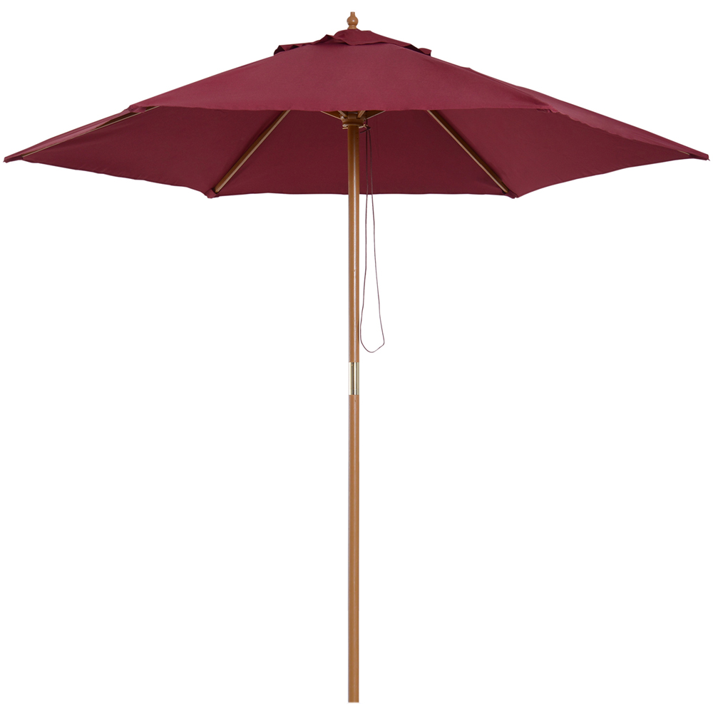Outsunny Wine Red Wooden Garden Parasol 2.5m Image
