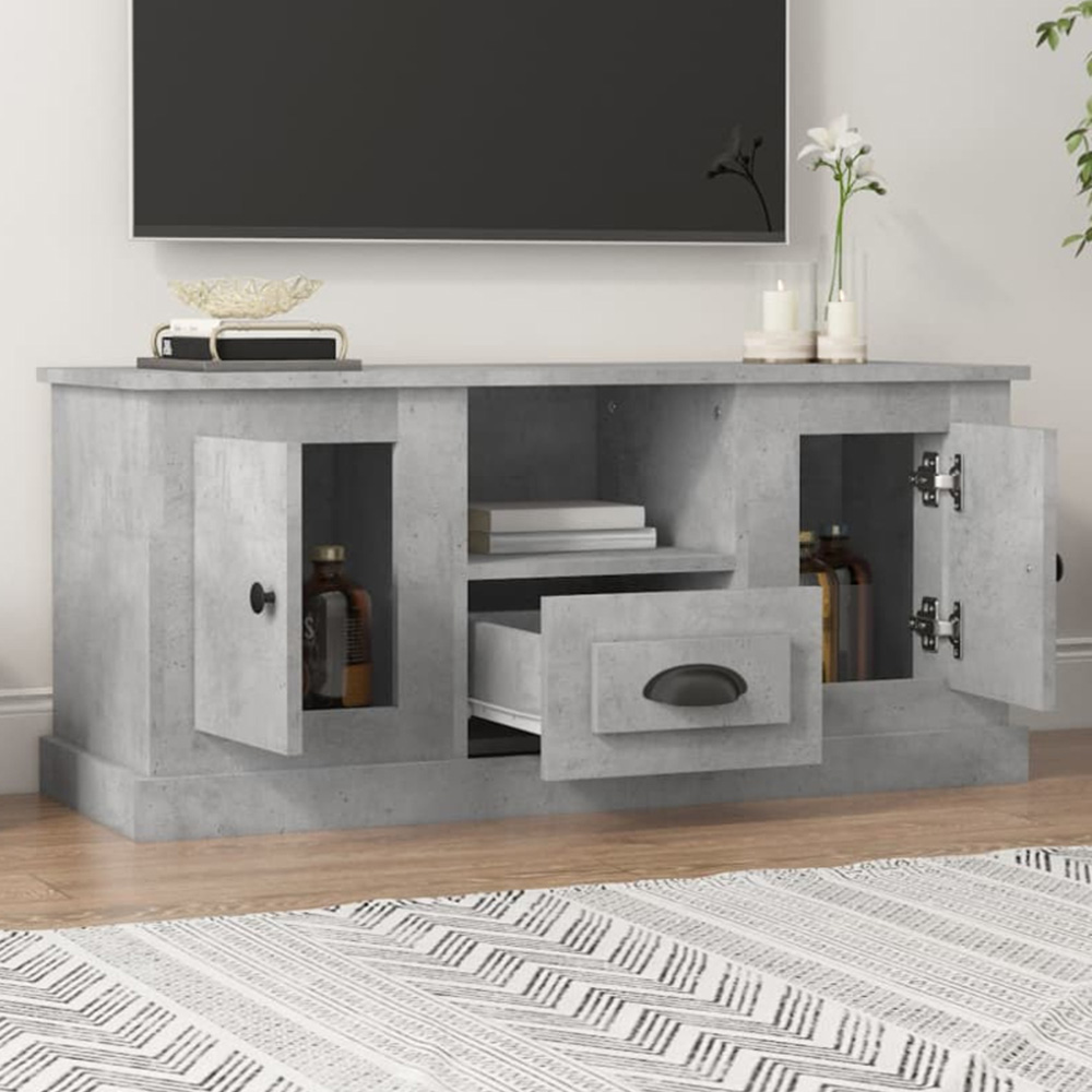 vidaXL 2 Door Single Drawer Single Shelf Concrete Grey TV Cabinet Image 1
