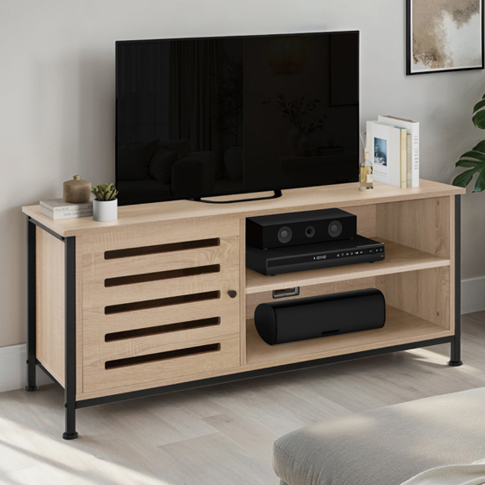 Tectake Galway Single Door 2 Shelf Sonoma Oak TV Stand Image 1