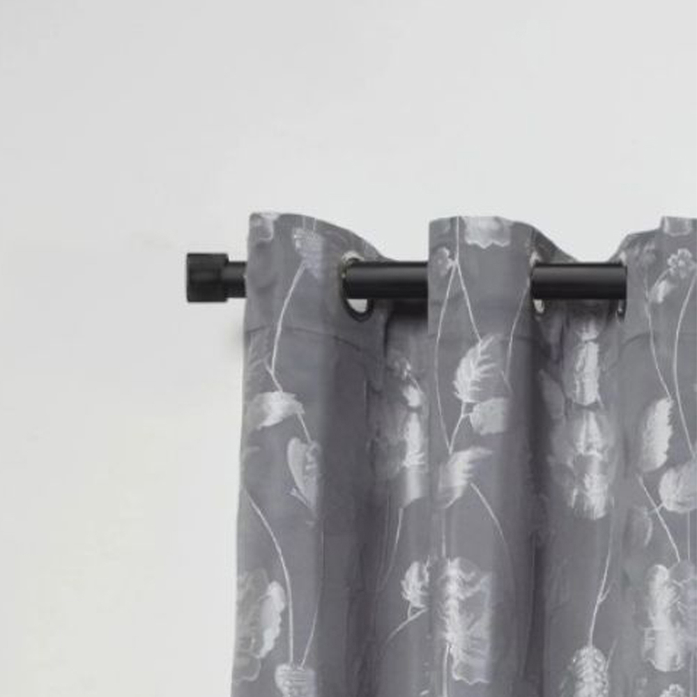 New Edge Blinds Fenton 160-300cm Extendable Black Eyelet Metal Curtain Pole Set Image 2