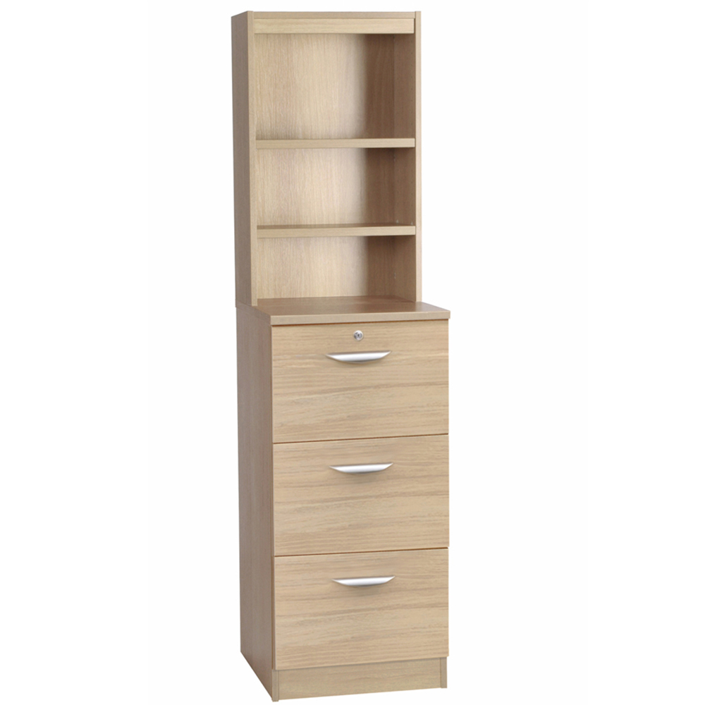 R White Cabinets 3 Drawer 3 Shelf Brown Filing Cabinet with Hutch Image 2