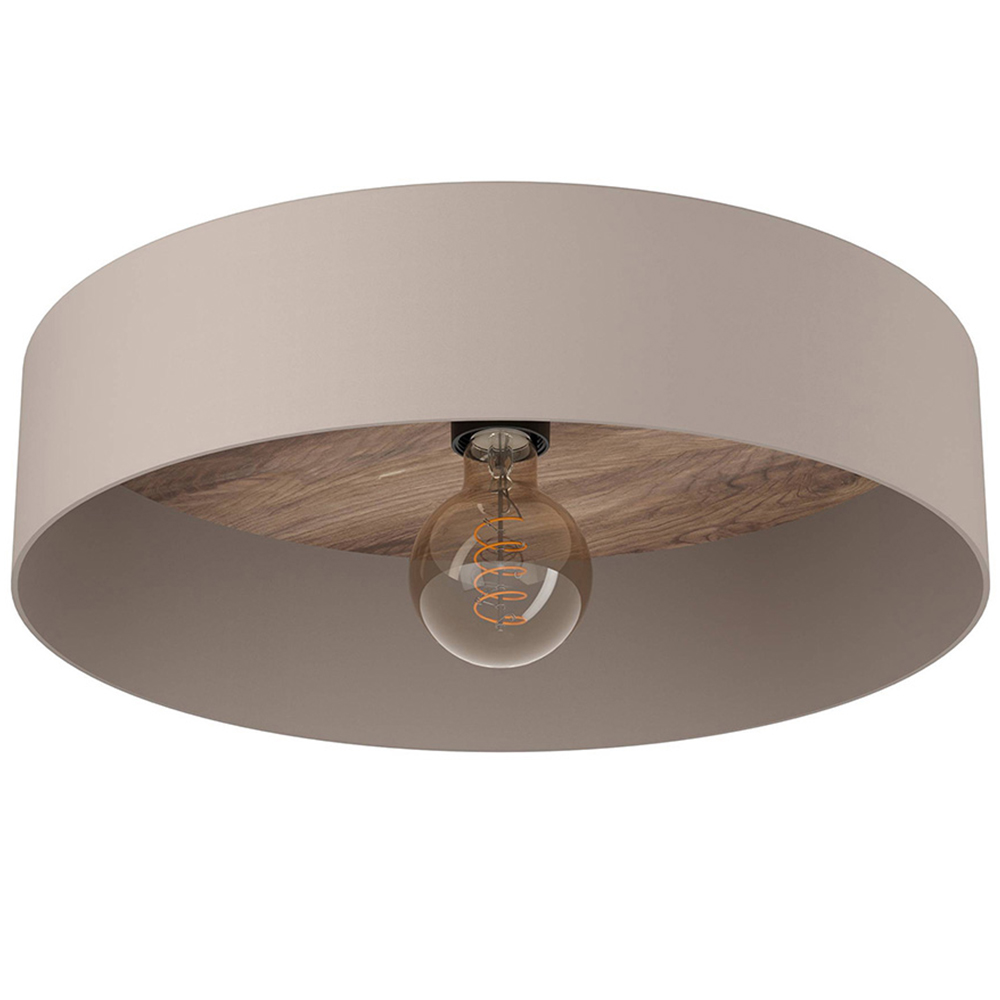 EGLO Duaia Taupe and Wood Ceiling Light Image 1