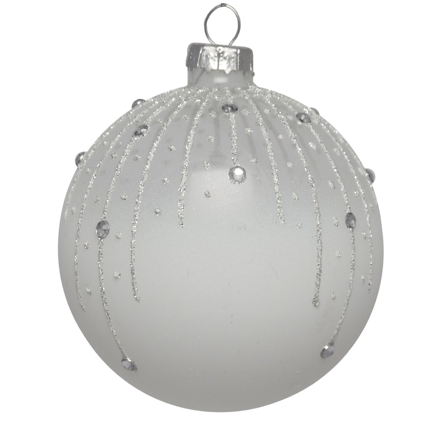 Midnight Fantasy Silver Frosted Sparkle Christmas Bauble Single Ornament Image 2