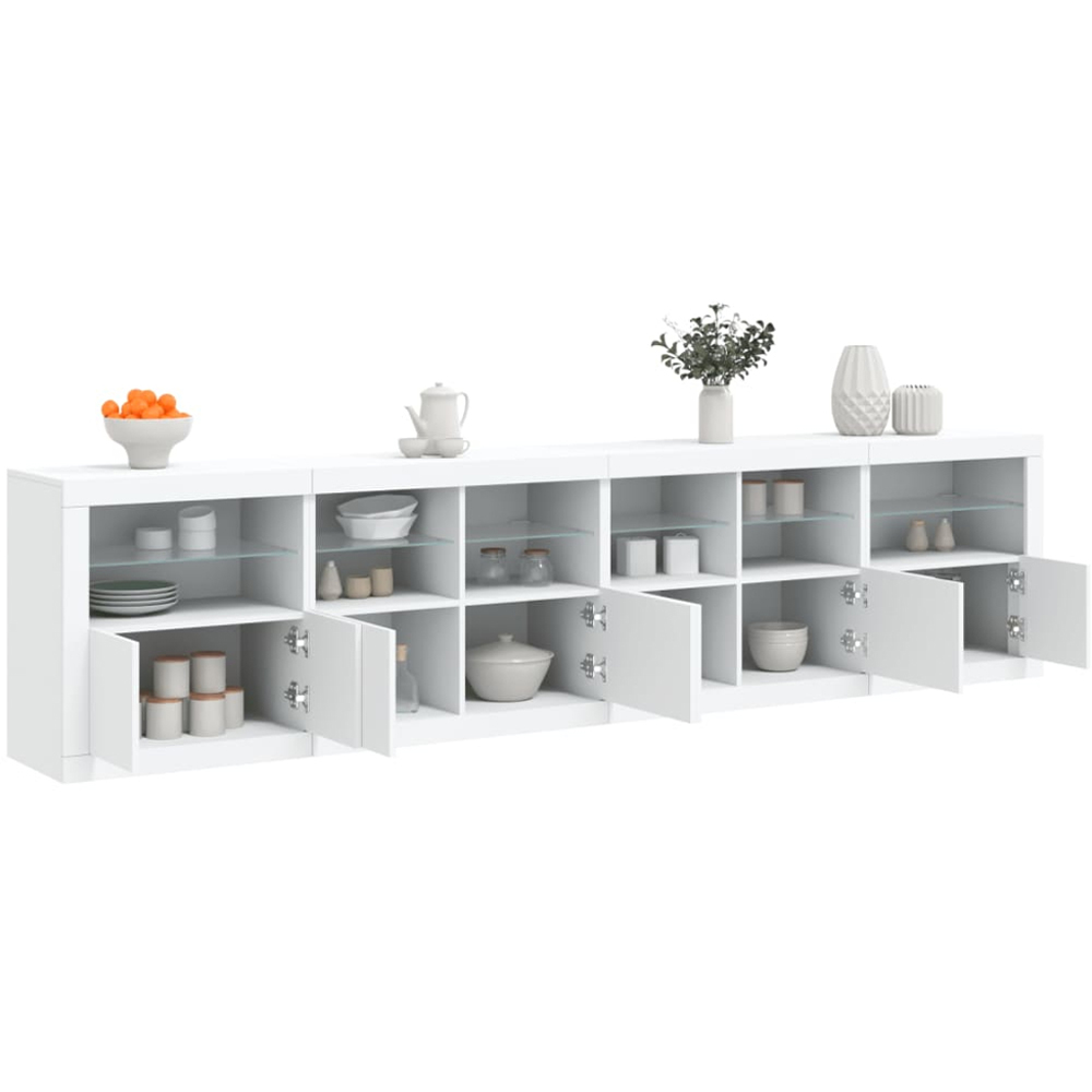 vidaXL 8 Door 12 Shelf White LED Sideboard 4 Piece Image 3