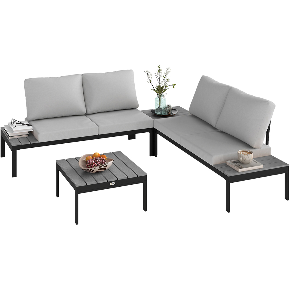 Outsunny 4 Seater Grey Garden Corner Sofa Set Image 2