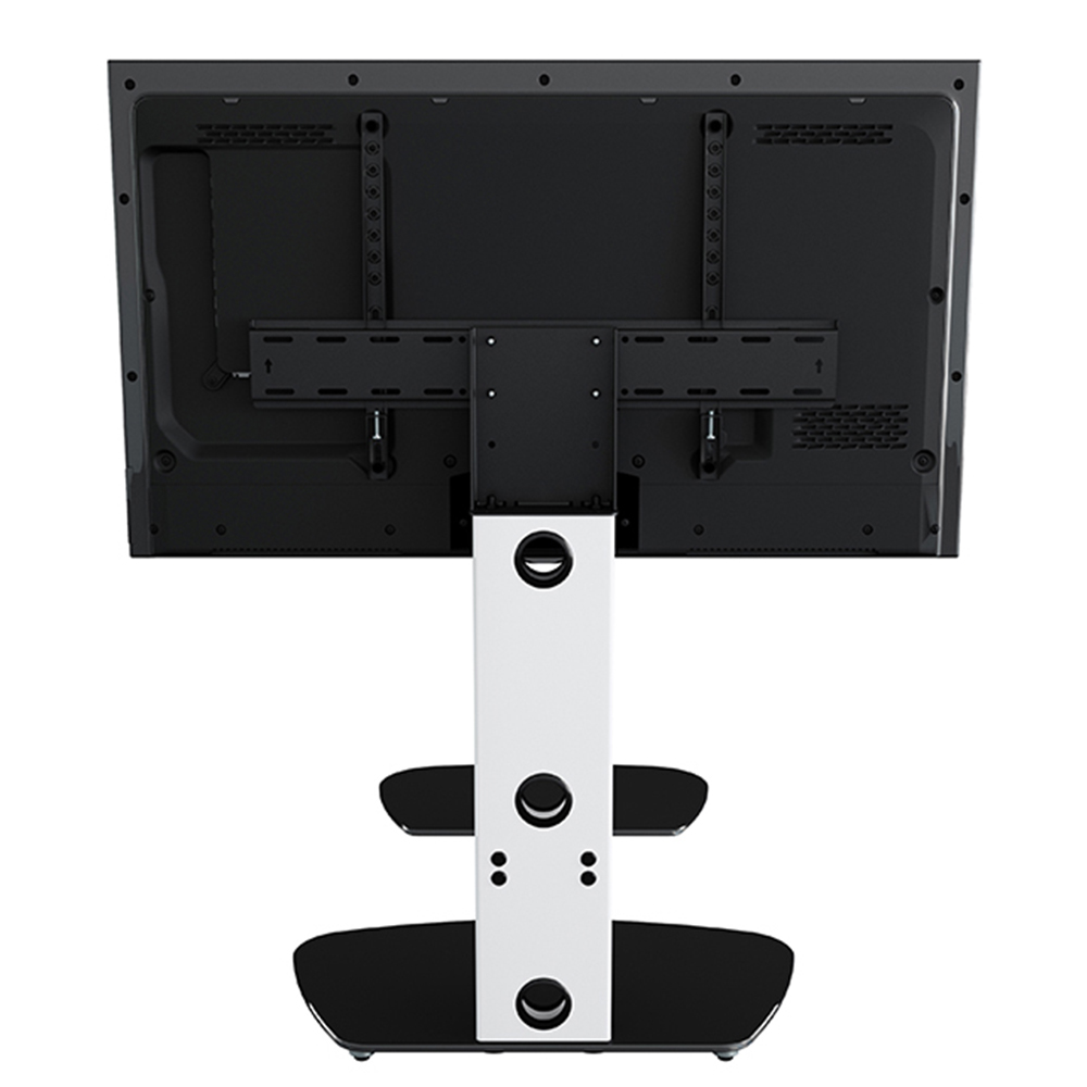 AVF Lucerne Satin White and Black Glass Curved Pedestal TV Unit Image 8