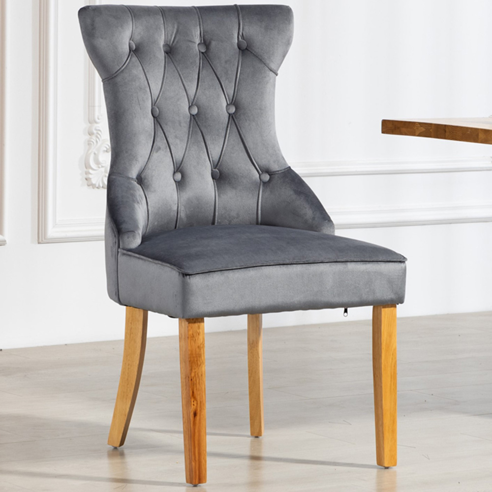 Artemis Home Martina Set of 2 Grey Velvet Fabric Dining Chair Image 1