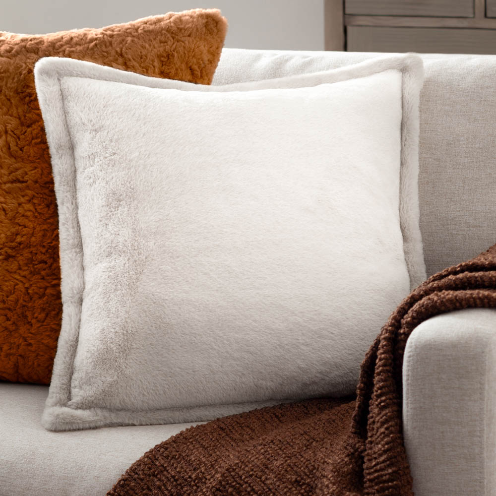 Furn Kallu Ecru Faux Fur Cushion 45 x 45cm Image 2