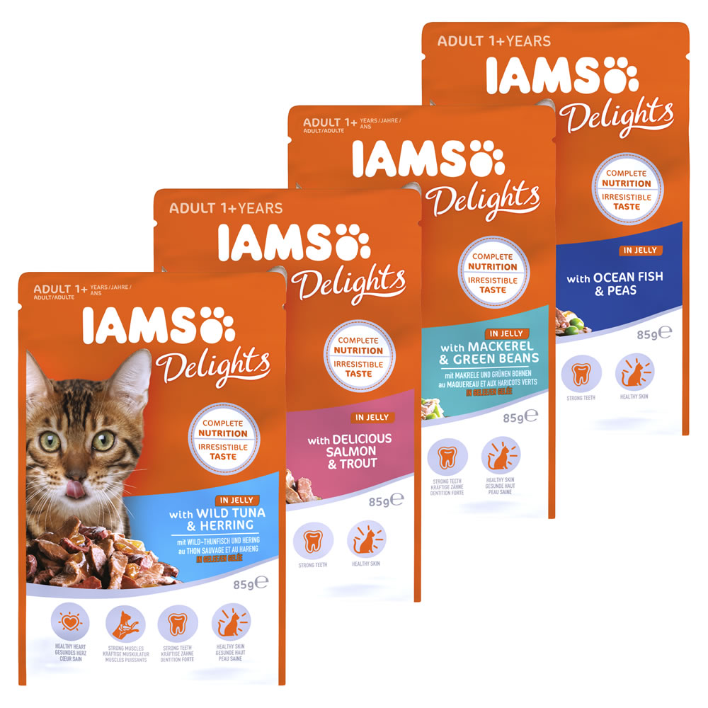 Iams Delights Sea Collection Cat Food In Jelly 12 x 85g Wilko