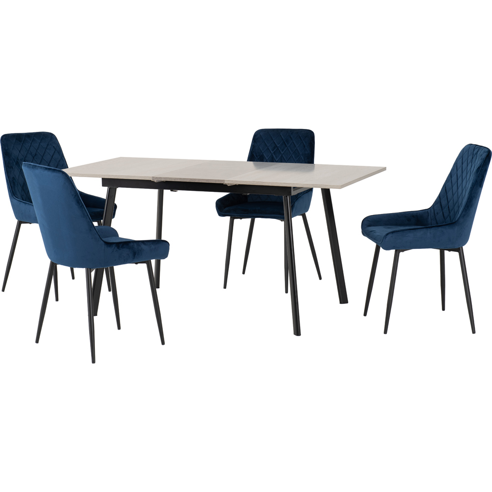 Seconique Avery 4 Seater Extending Dining Set Concrete and Sapphire Blue Image 2