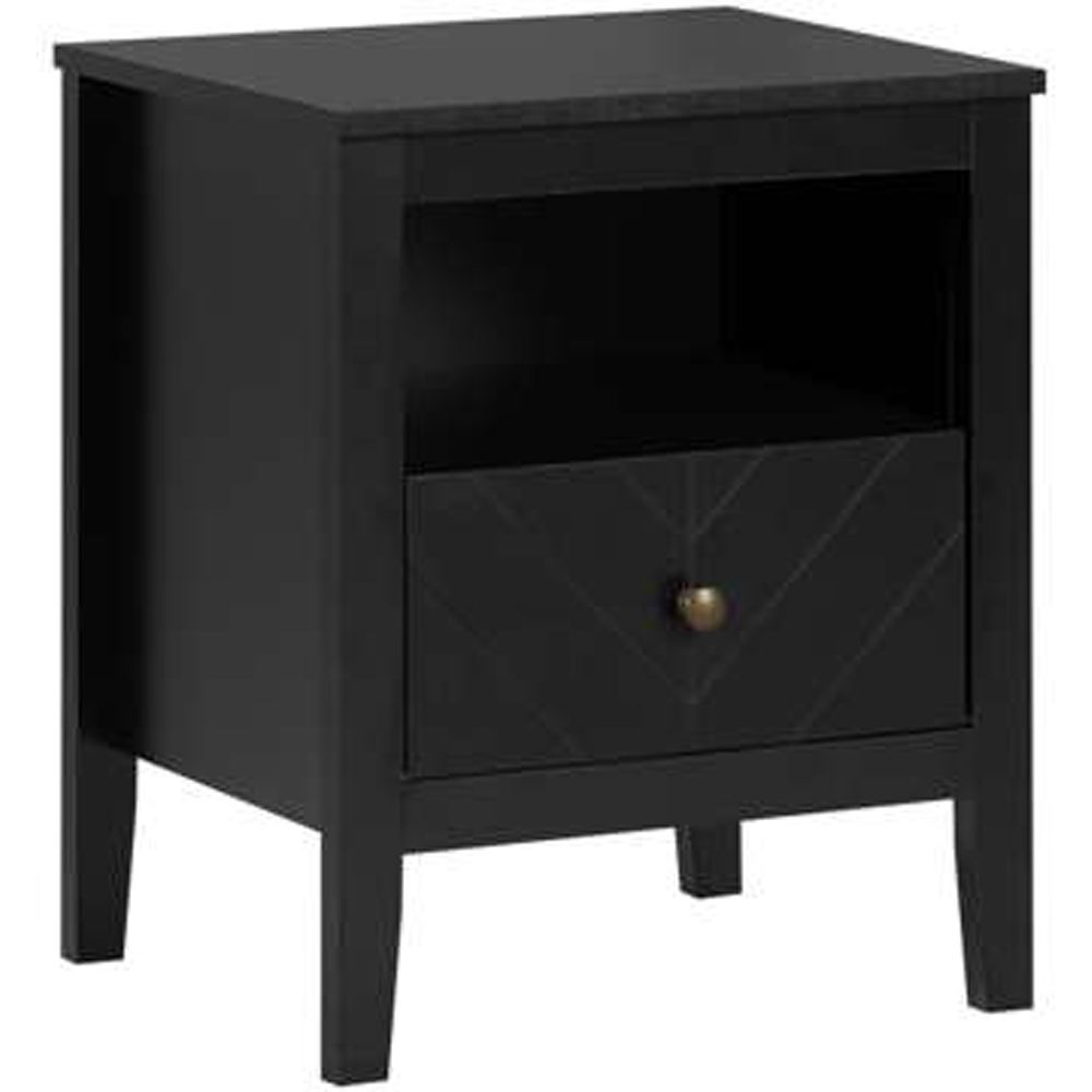Birlea Emerson Single Drawer Single Shelf Black Bedside Table Image 2