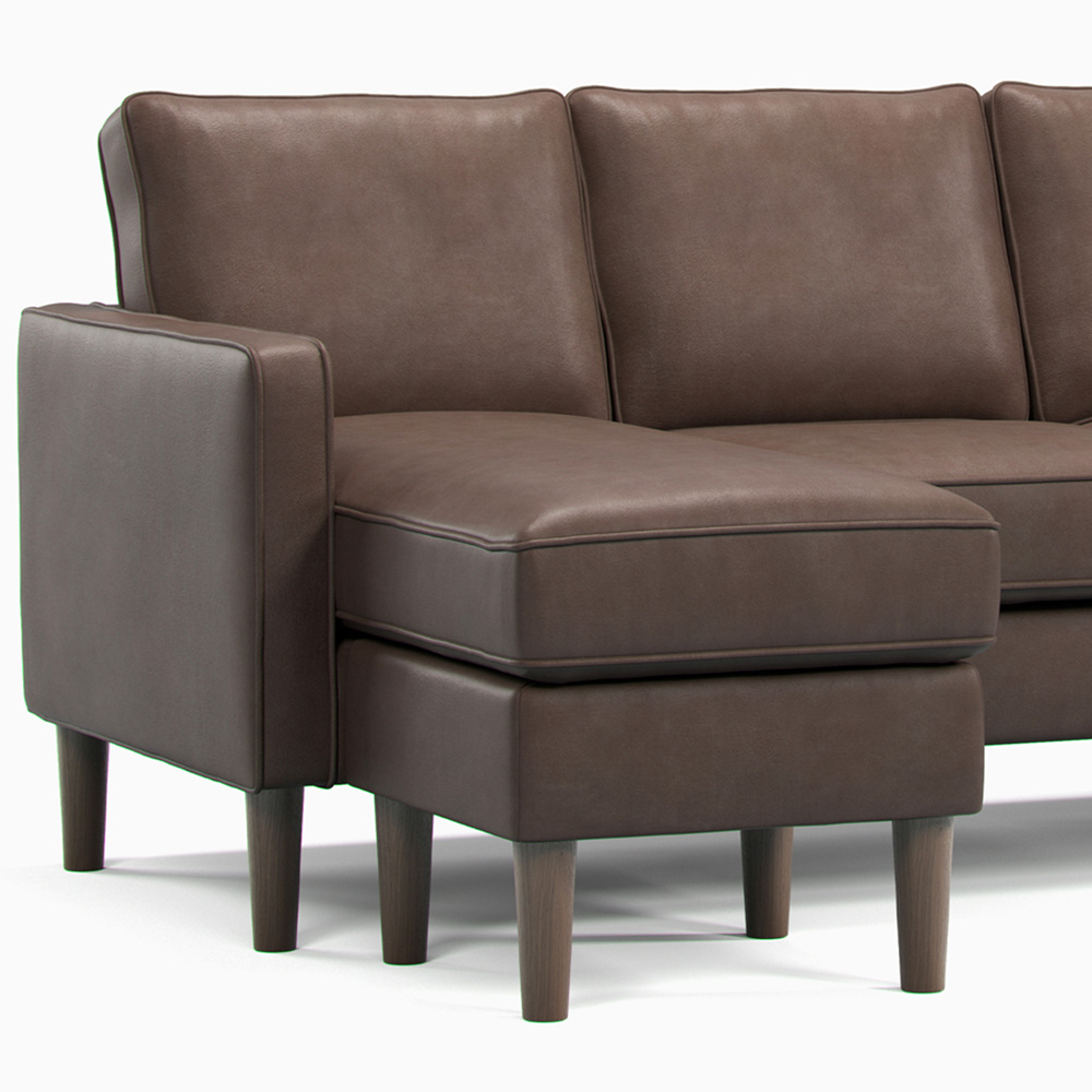 Bexhill 3 Seater Brown Faux Leather Reversible L Shaped Corner Sofa Image 4