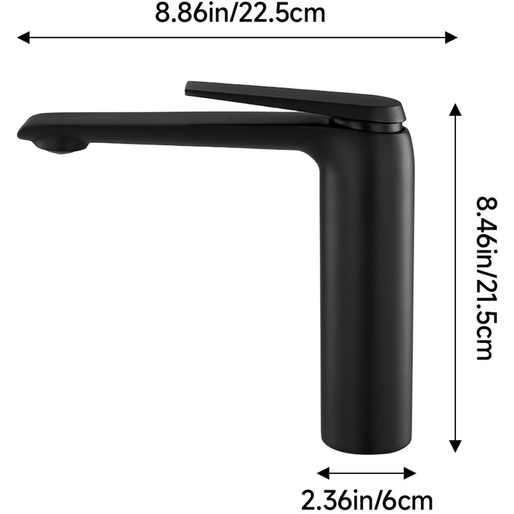 Living and Home Black Metal Single Lever Tall Basin Mixer Tap Image 7