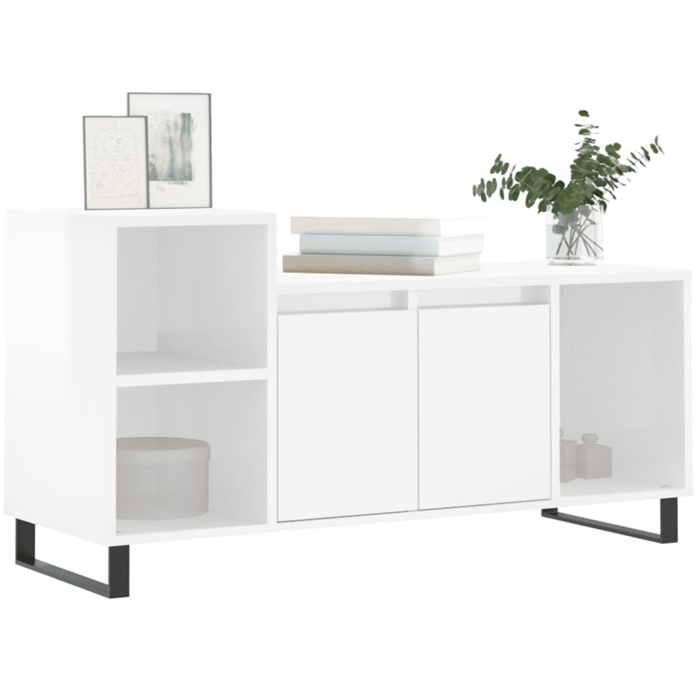 vidaXL 2 Door 3 Shelf White TV Cabinet Image 3