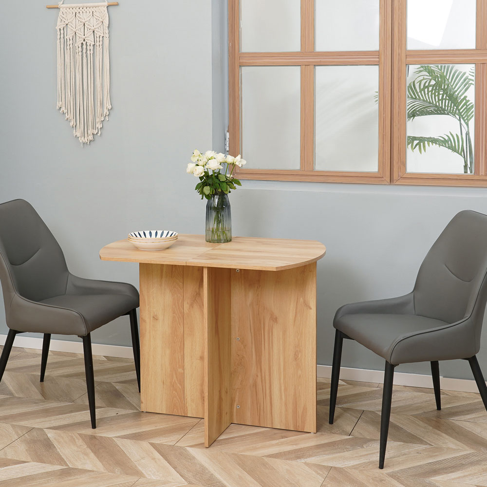HOMCOM 4 Seater Oak Drop Leaf Dining Table Image 7