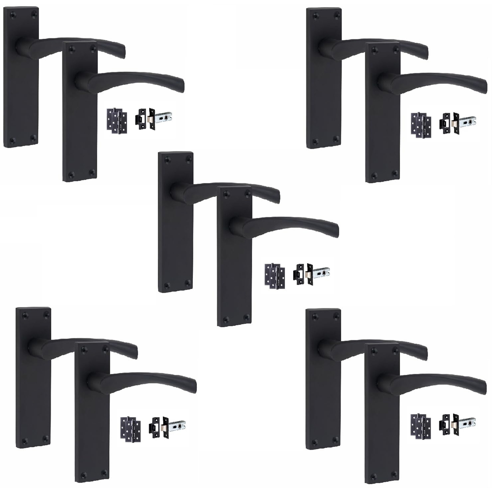 Golden Grace Black Victorian Scroll Astrid Hinge Door Handle Set 5 Pack Image 1