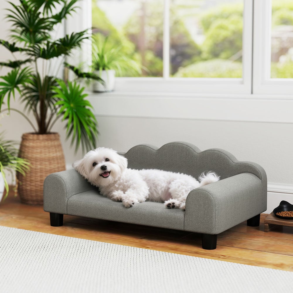 PawHut Grey Small Pet Sofa Bed with Backrest and Armrest Image 2