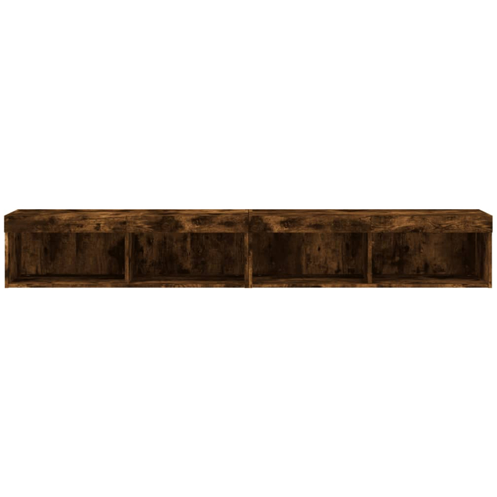 vidaXL 2 Shelf Smoked Oak Wall Mounted LED TV Cabinet Set of 2 Image 8