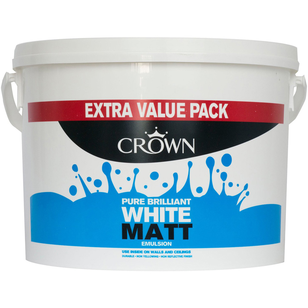 Crown Walls and Ceilings Pure Brilliant White Matt Emulsion Paint 7.5L Image 2
