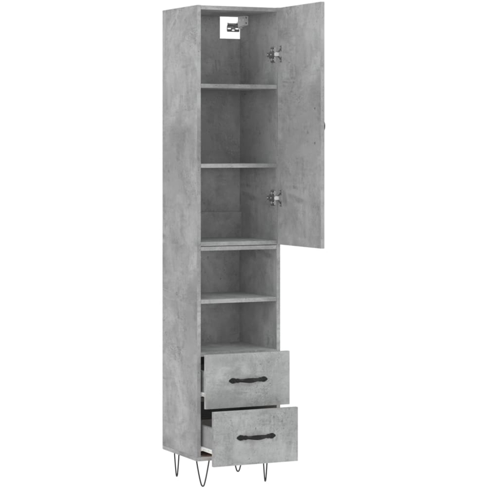vidaXL Single Door 2 Drawer 2 Shelf Concrete Grey Highboard Image 4