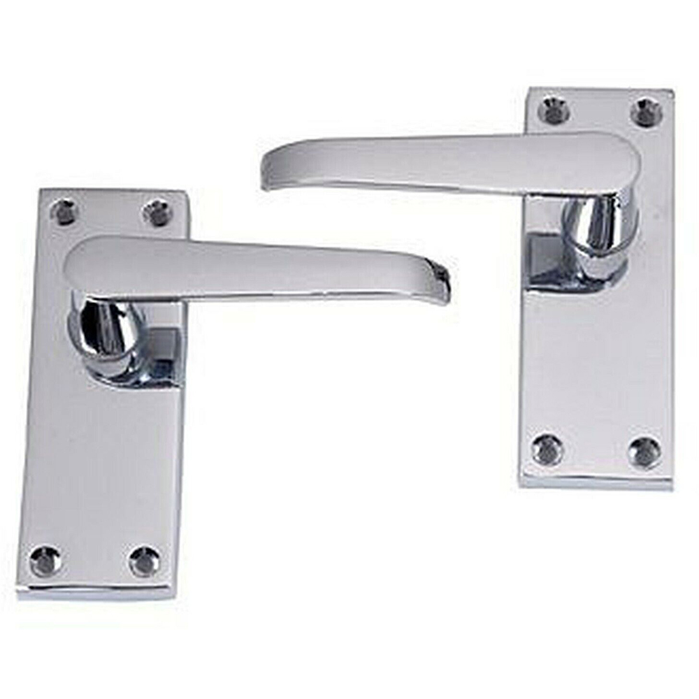 Golden Grace Polished Chrome Victorian Straight Lever Latch Door Handle Set 3 Pack Image 2