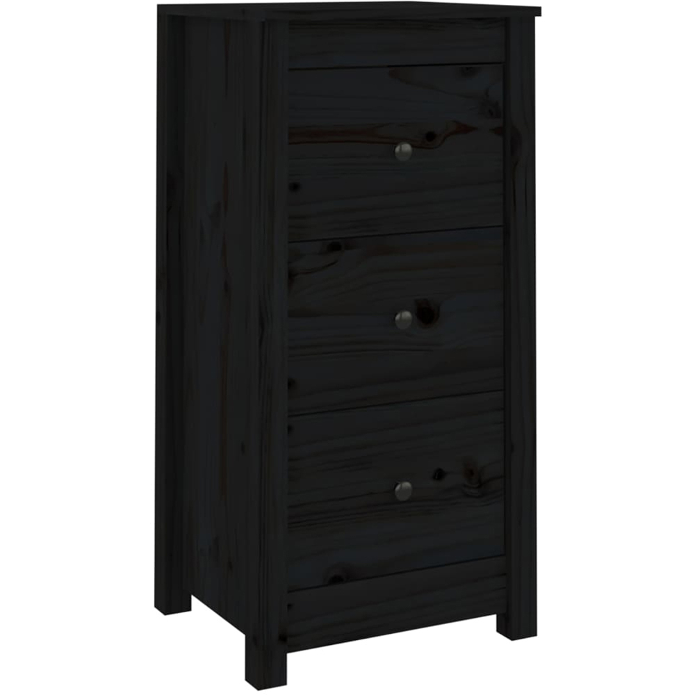 vidaXL 3 Drawer Black Wooden Sideboard Set of 2 Image 4