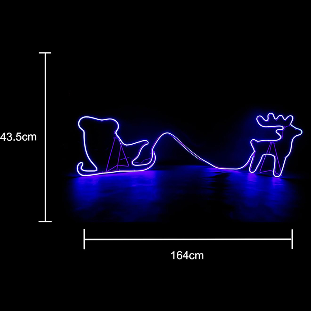 Shatchi Blue LED Reindeer with Sleigh Neon Effect Rope Light Decoration Image 4