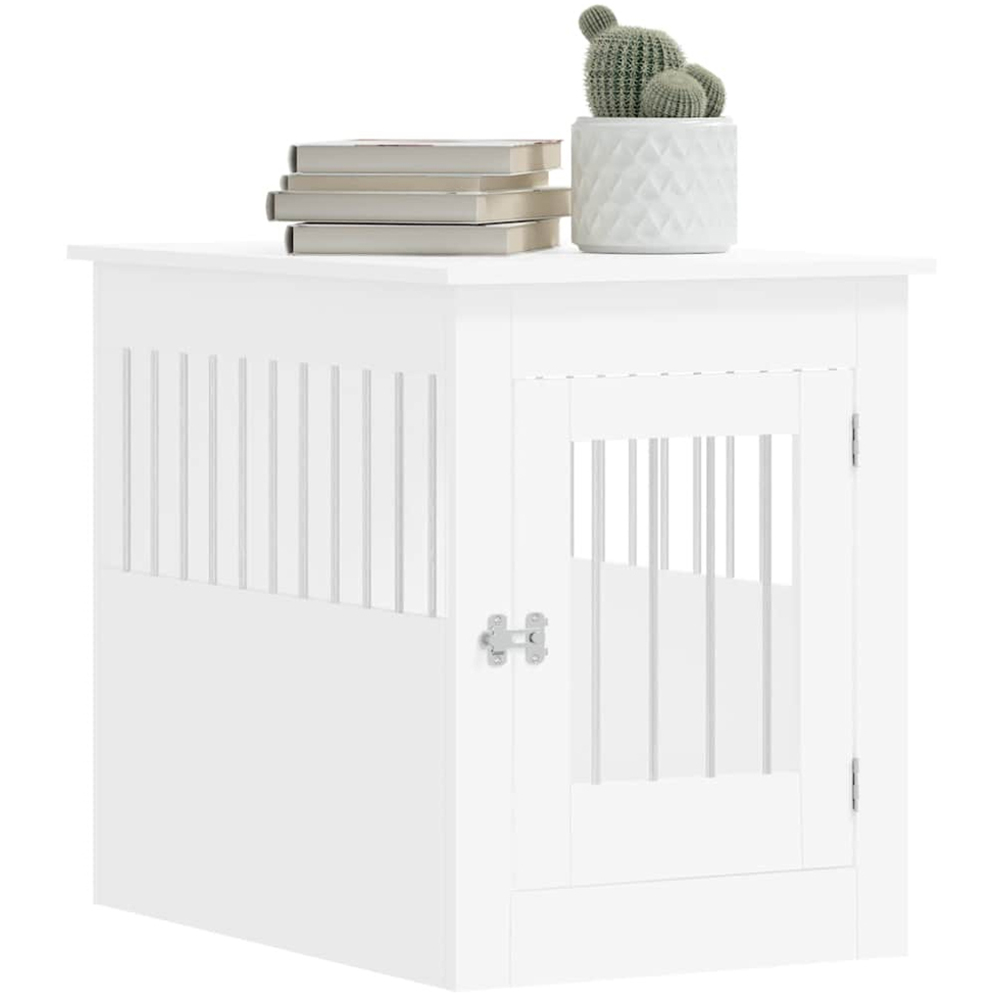 vidaXL White Processed Wood Dog Crate Furniture 55 x 80 x 68cm Image 3