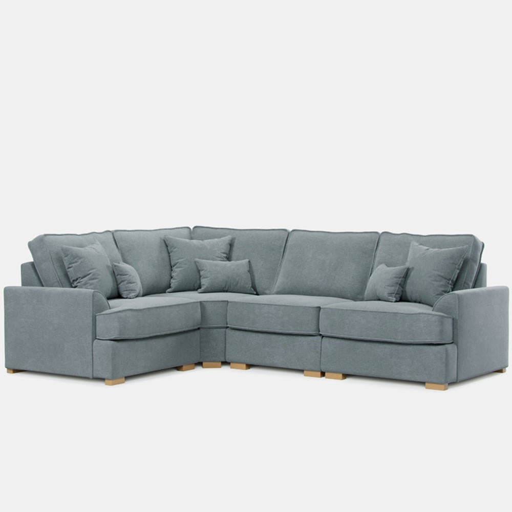 Alba City 5 Seater Fine Blue Fabric Right Hand Corner Sofa Image 2