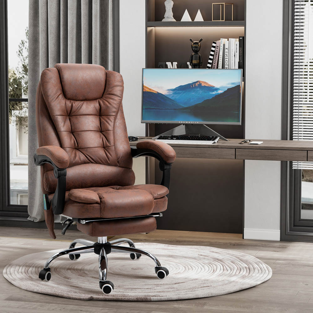 Portland Brown Microfiber Swivel Vibration Massage Office Chair Image 6