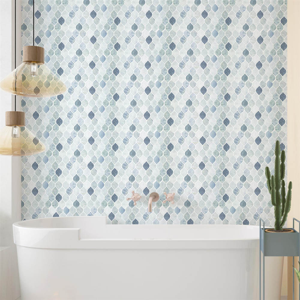 Walplus Leaf Grey Stone 3D Tile Sticker 40 Pack Image 3