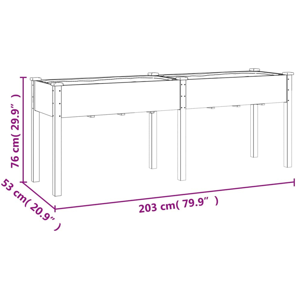 vidaXL Brown Solid Fir Wood Garden Planter with Liner 76 x 53 x 203cm Image 7