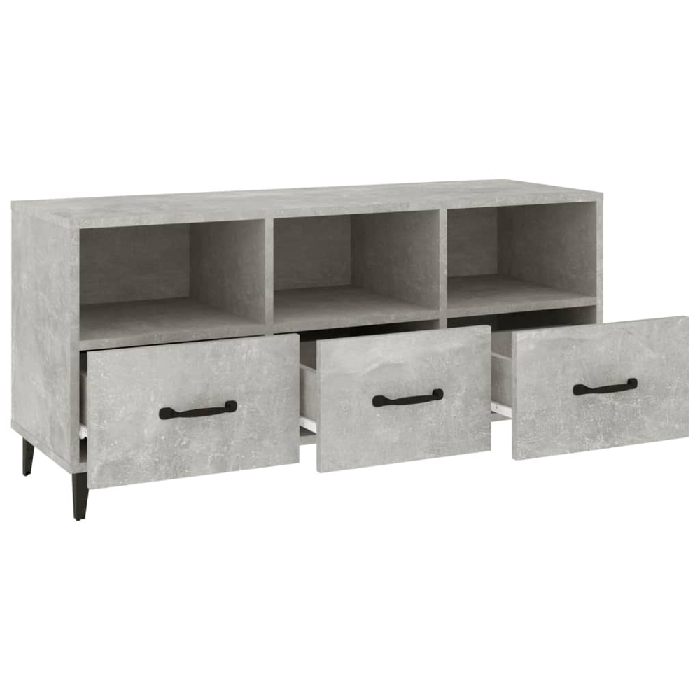 vidaXL 3 Drawer 3 Shelf Concrete Grey TV Cabinet Image 4