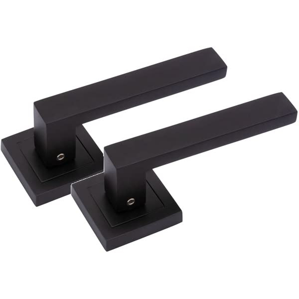 Golden Grace Matt Black Delta Door Handles Set Image 3
