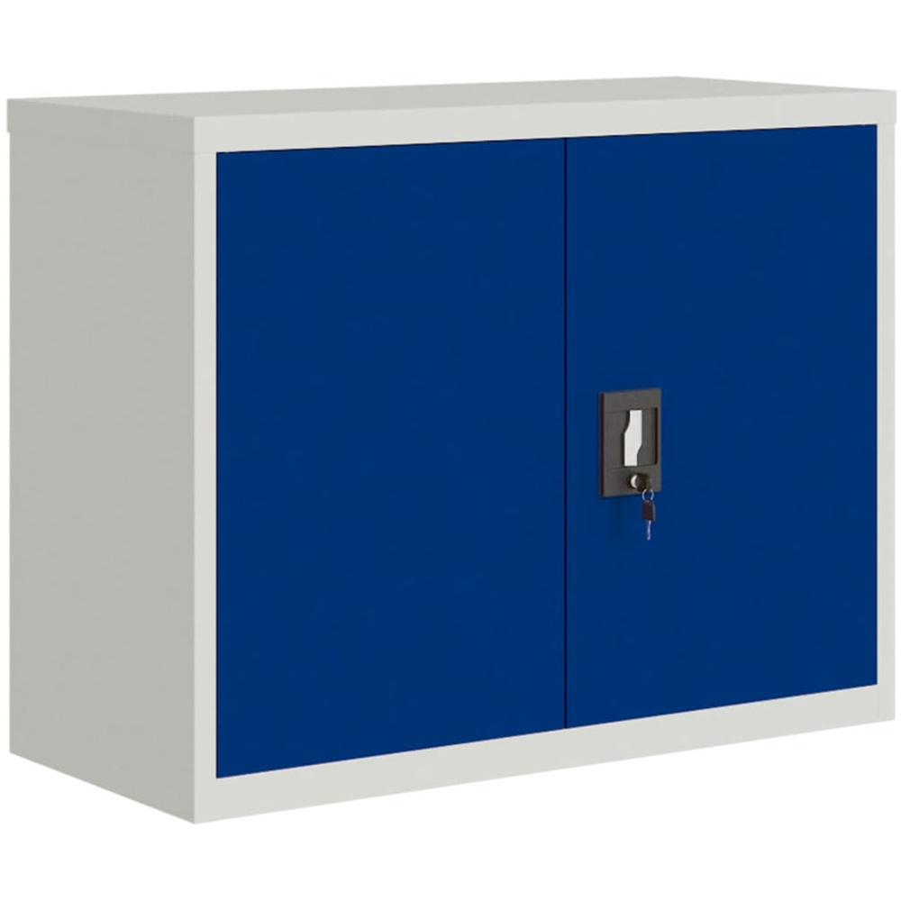 vidaXL 2 Door Light Grey and Blue Metal Lockable File Cabinet Image 2