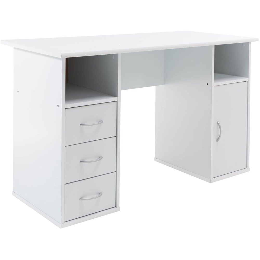 Alphason Maryland Single Door 3 Drawer Office Desk White Image 2