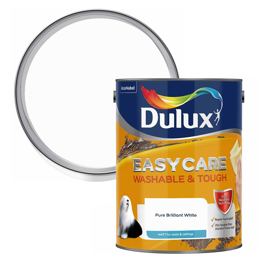 Dulux Easycare Pure Brilliant White Matt Emulsion Paint 5L  - wilko